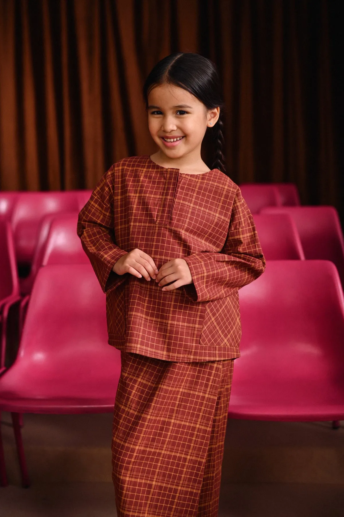 The Dulu Kita Placket Blouse - Kita Brown Checked