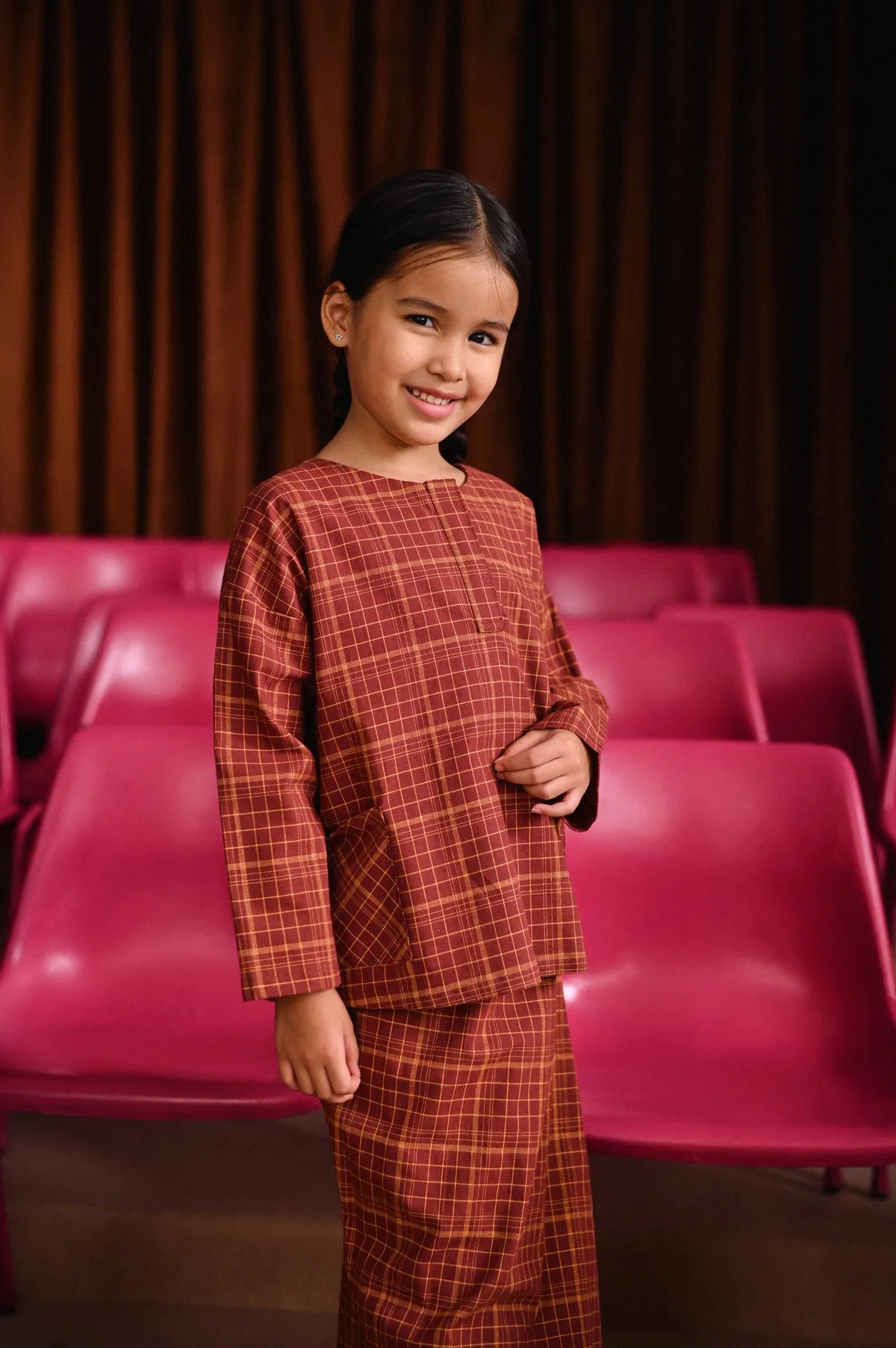 The Dulu Kita Placket Blouse - Kita Brown Checked