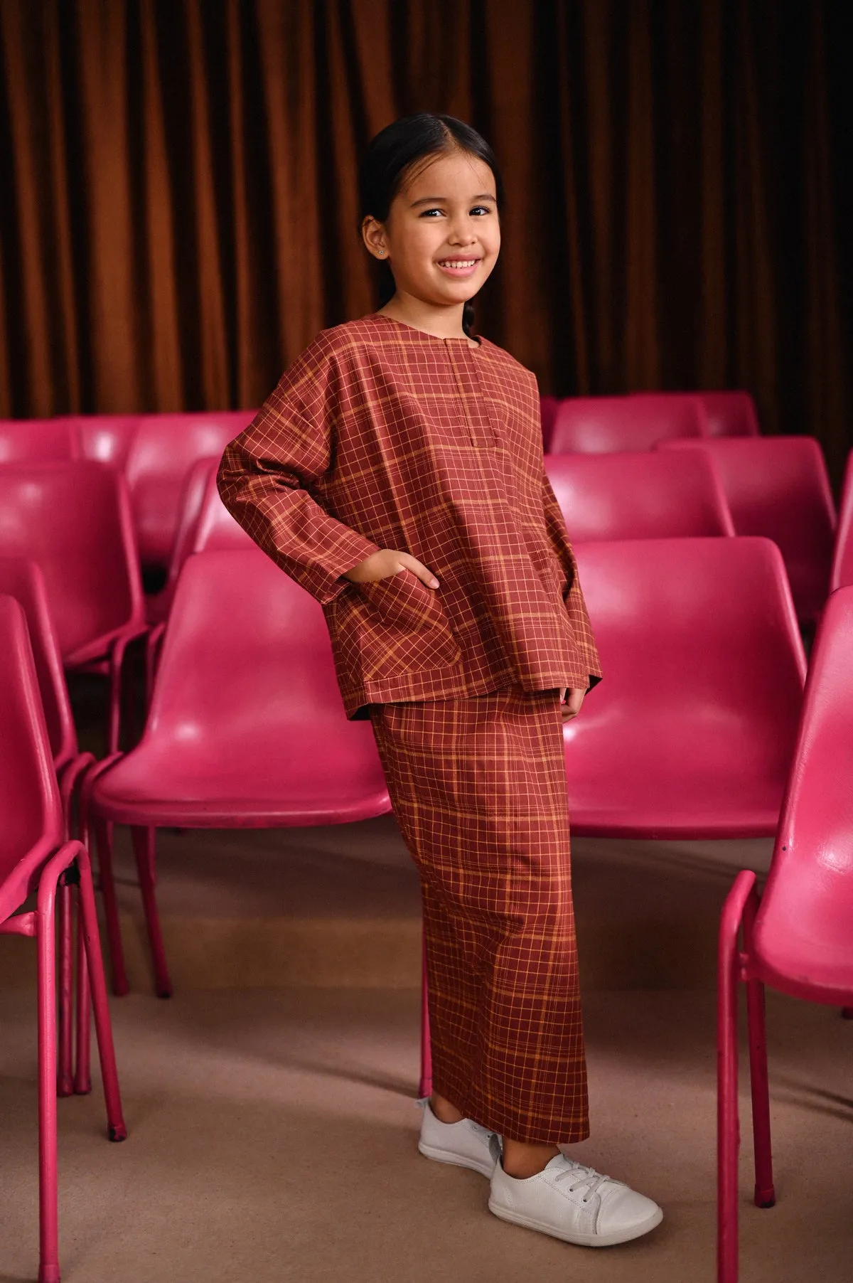 The Dulu Kita Placket Blouse - Kita Brown Checked