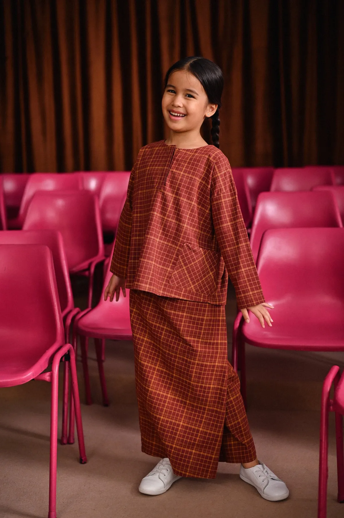 The Dulu Kita Placket Blouse - Kita Brown Checked