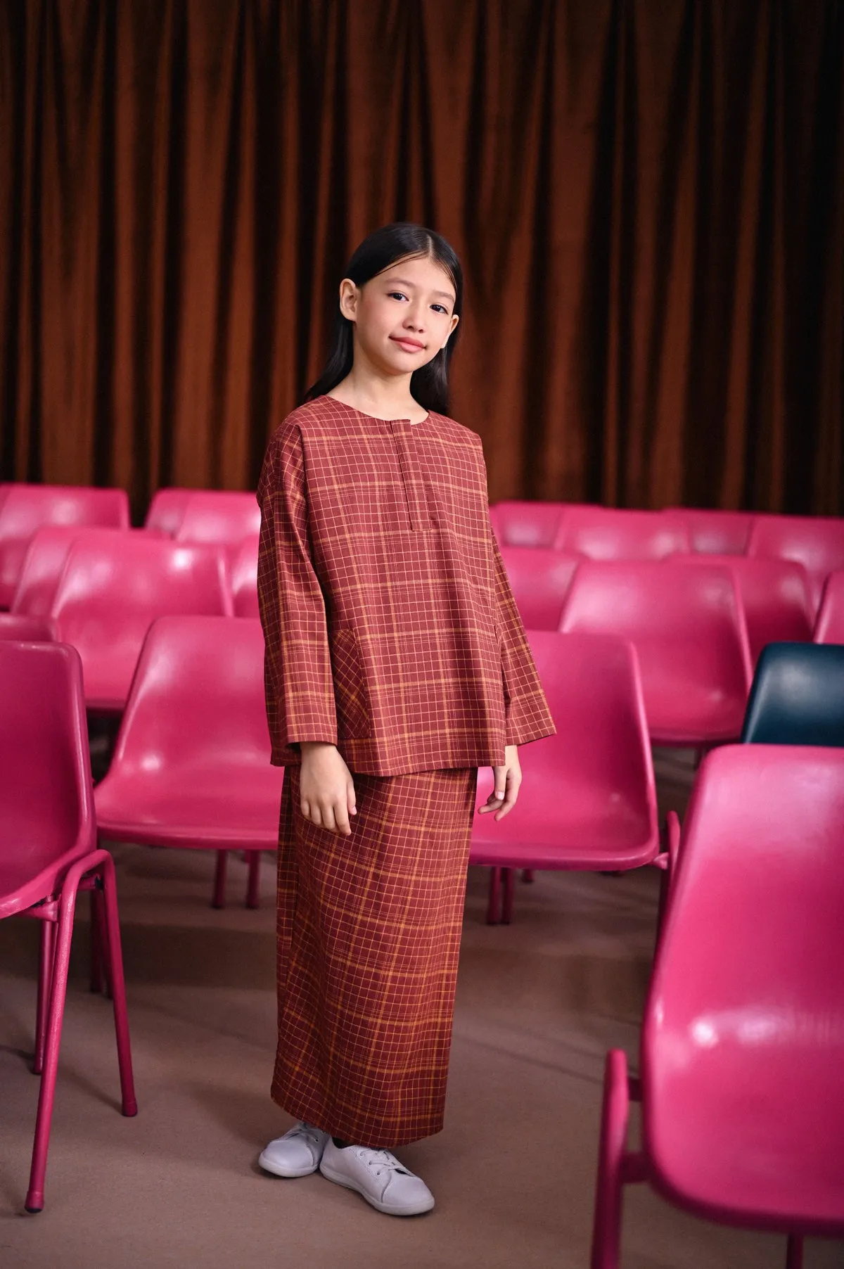 The Dulu Kita Placket Blouse - Kita Brown Checked