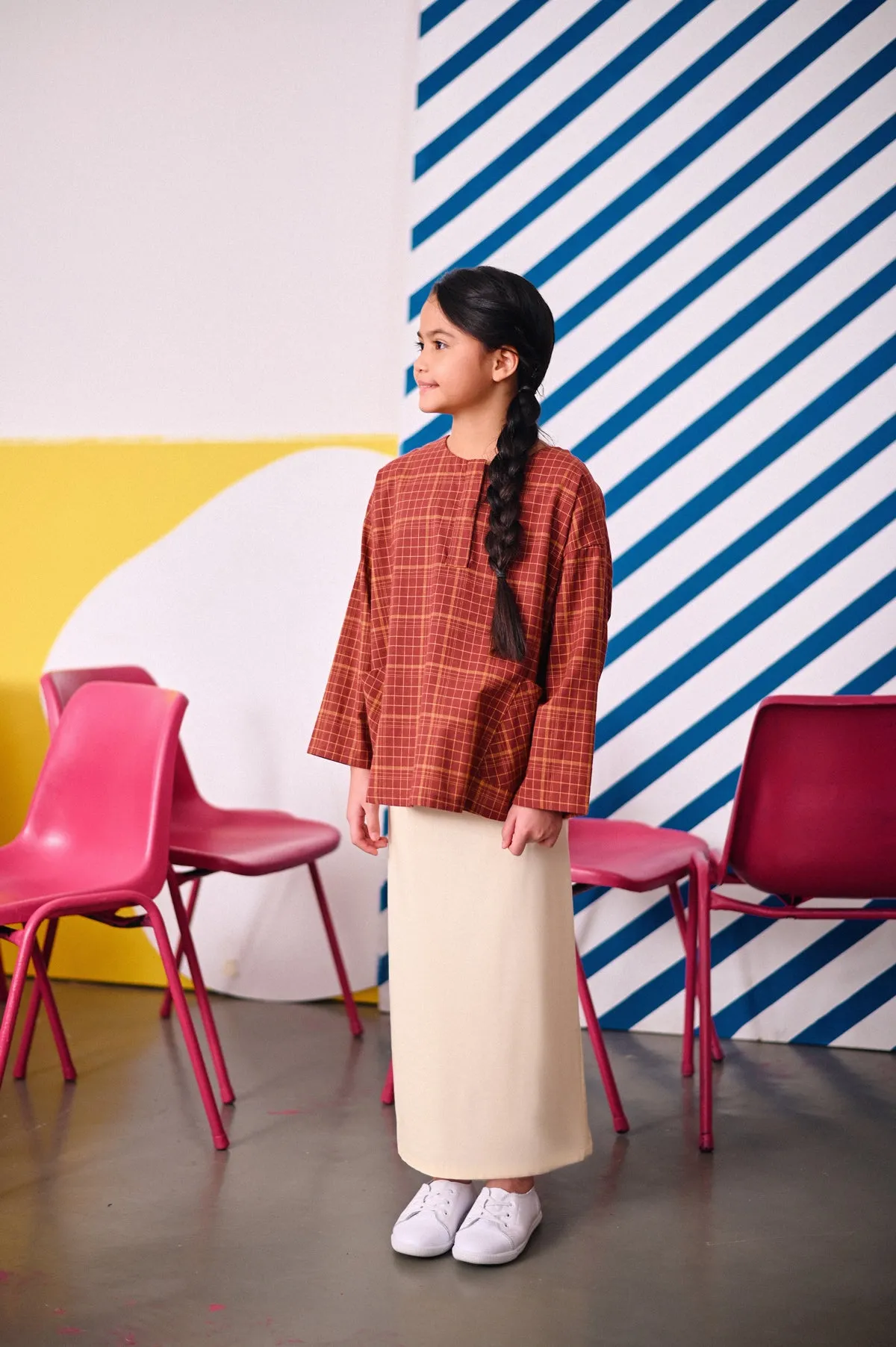 The Dulu Kita Placket Blouse - Kita Brown Checked