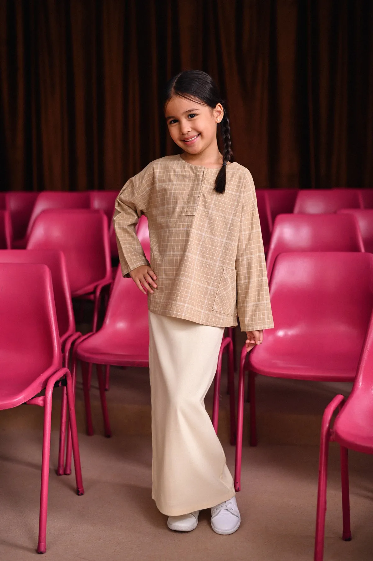 The Dulu Kita Placket Blouse - Kita Khaki Checked