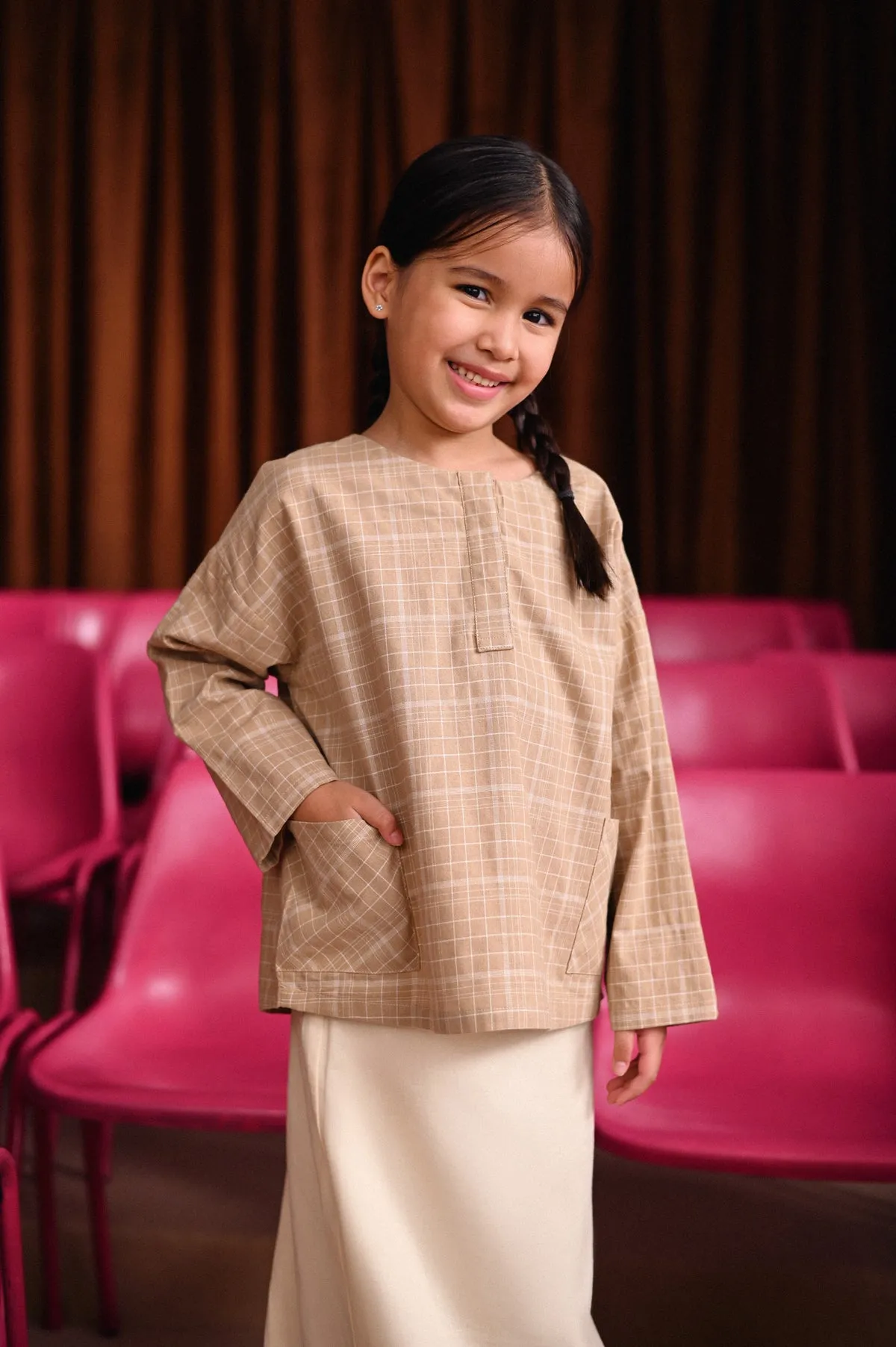 The Dulu Kita Placket Blouse - Kita Khaki Checked