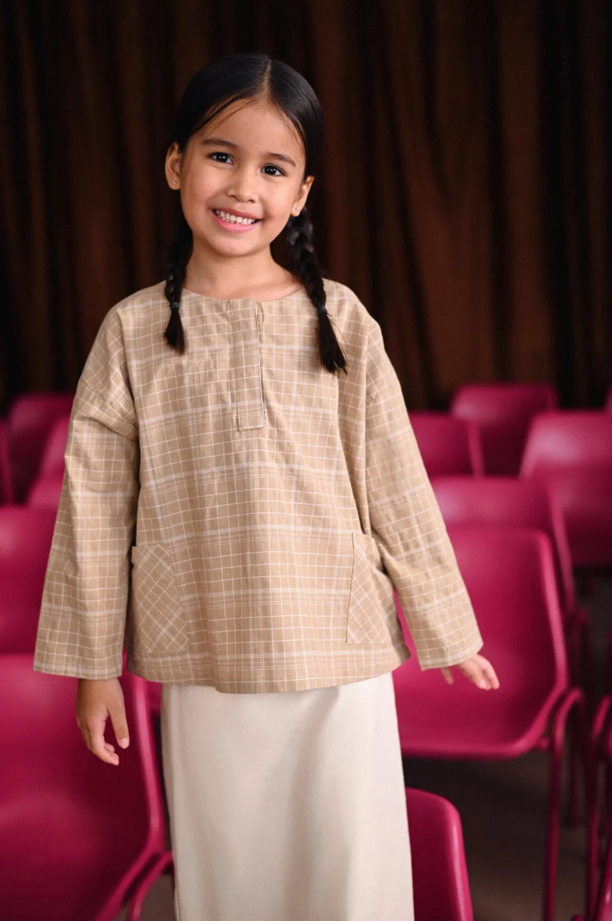 The Dulu Kita Placket Blouse - Kita Khaki Checked