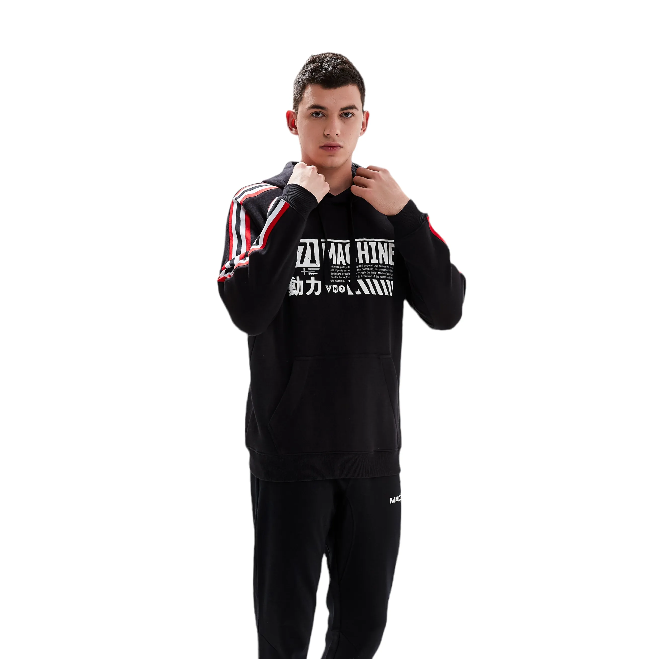 Tremont Hoodie w. 3D Stripes in Black