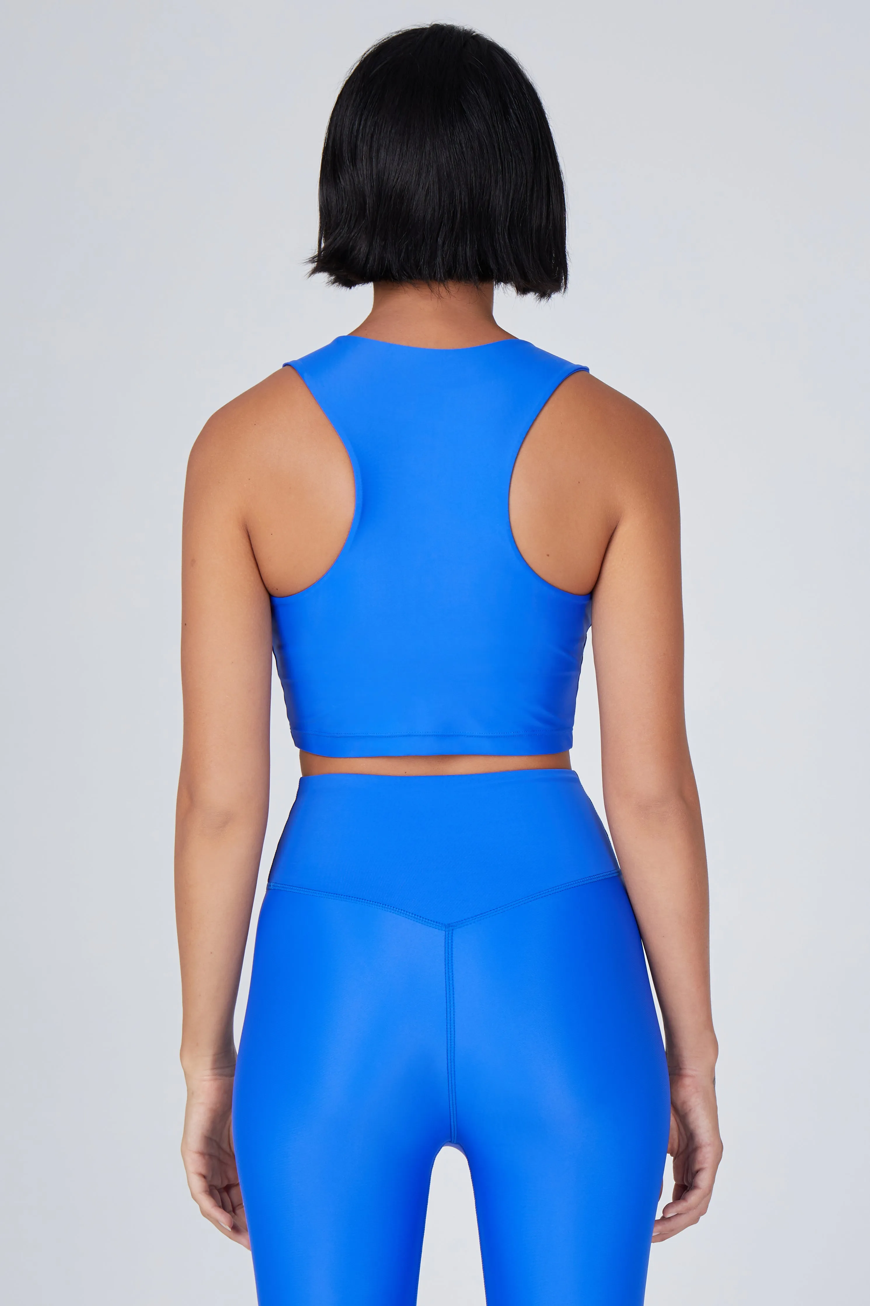 Tula High Neck Racer Back Crop Top | Recycled Nylon | Lapis