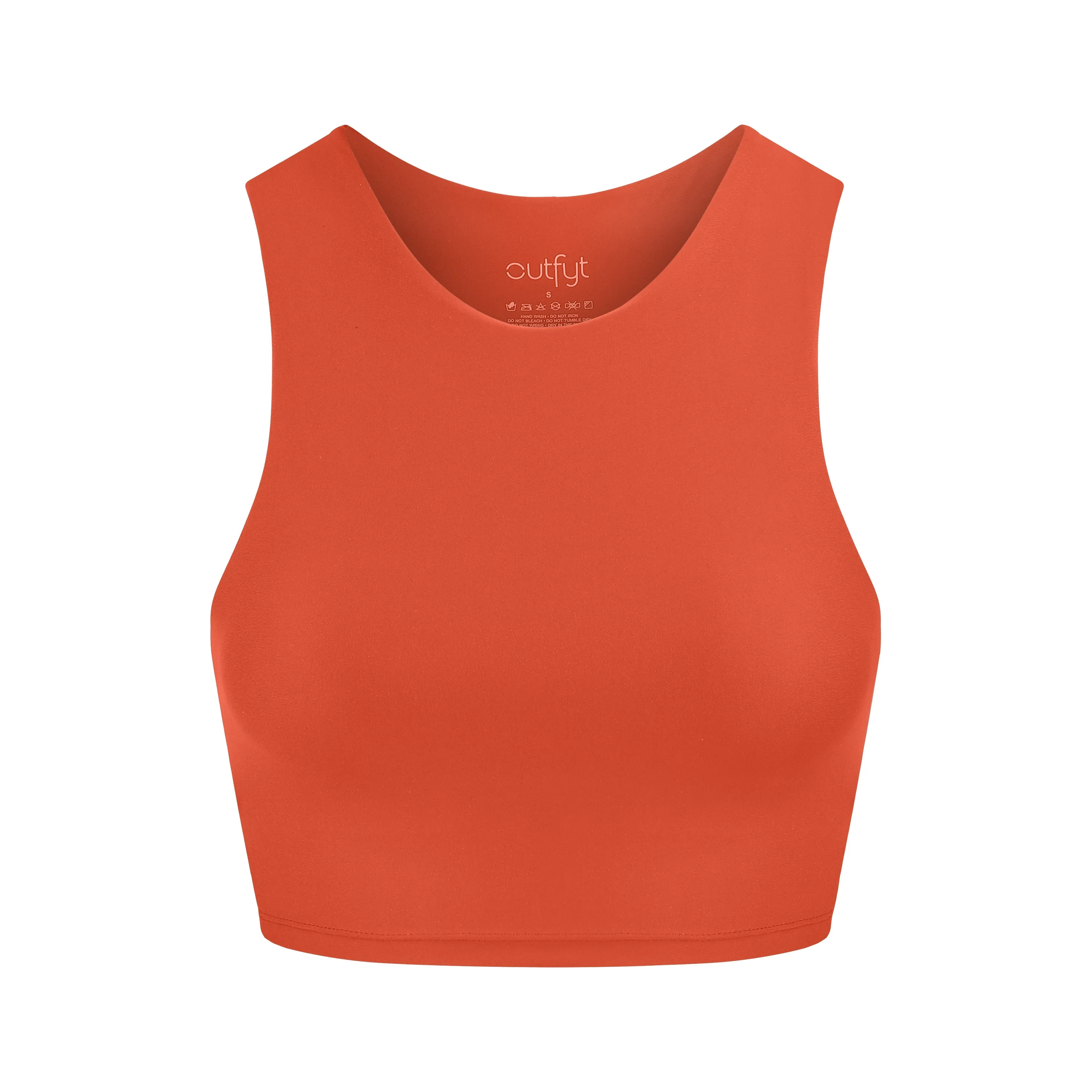 Tula High Neck Racer Back Crop Top | Recycled Nylon | Pumpkin