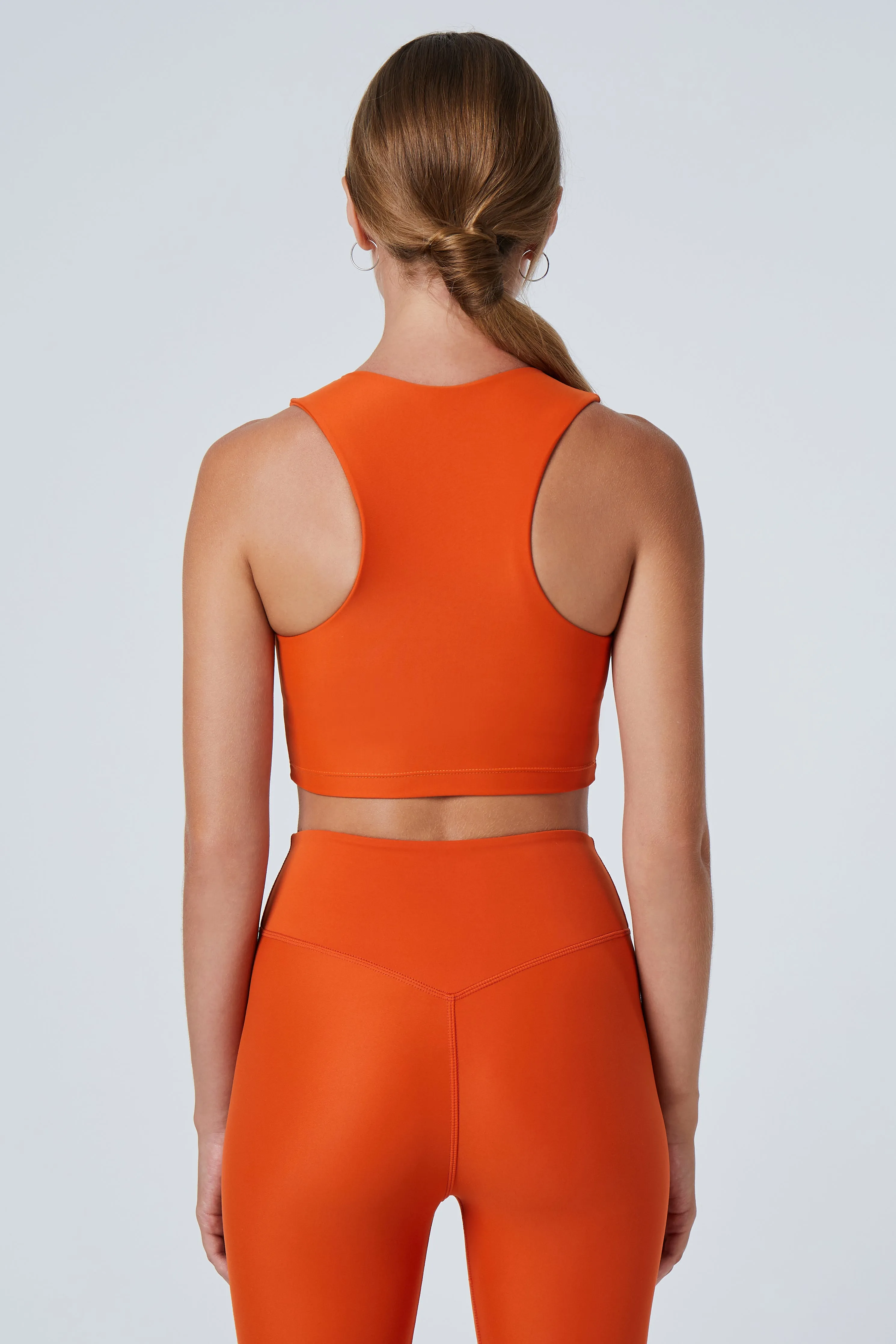 Tula High Neck Racer Back Crop Top | Recycled Nylon | Pumpkin