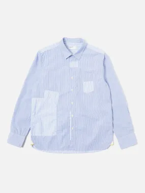 Universal Works L/S Patch Shirt in Blue Classic Stripes