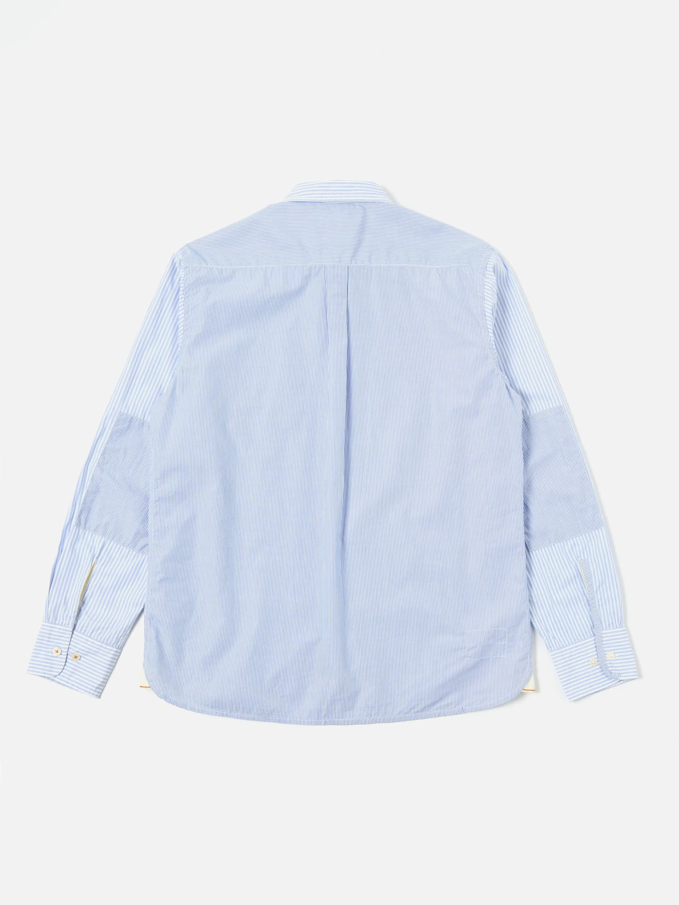 Universal Works L/S Patch Shirt in Blue Classic Stripes