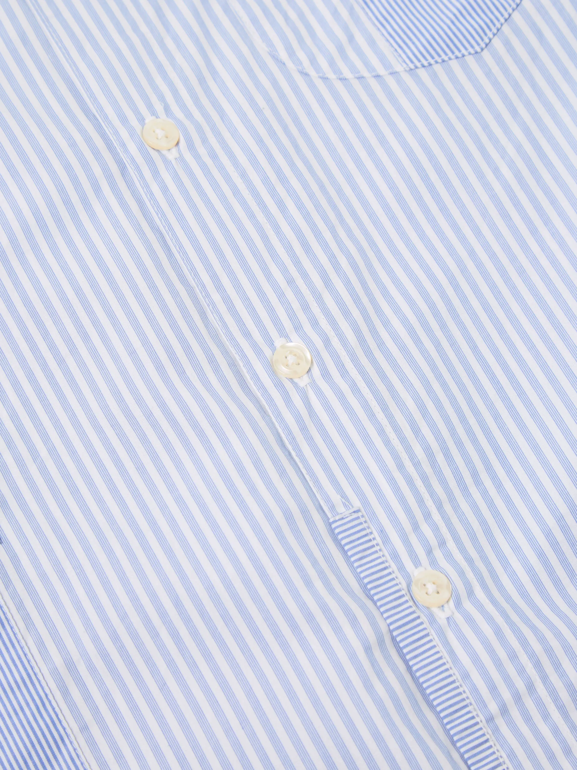 Universal Works L/S Patch Shirt in Blue Classic Stripes