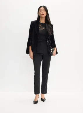 Velvet Flutter Sleeve Jacket & Juliette Dart Waist Straight-Leg Pants