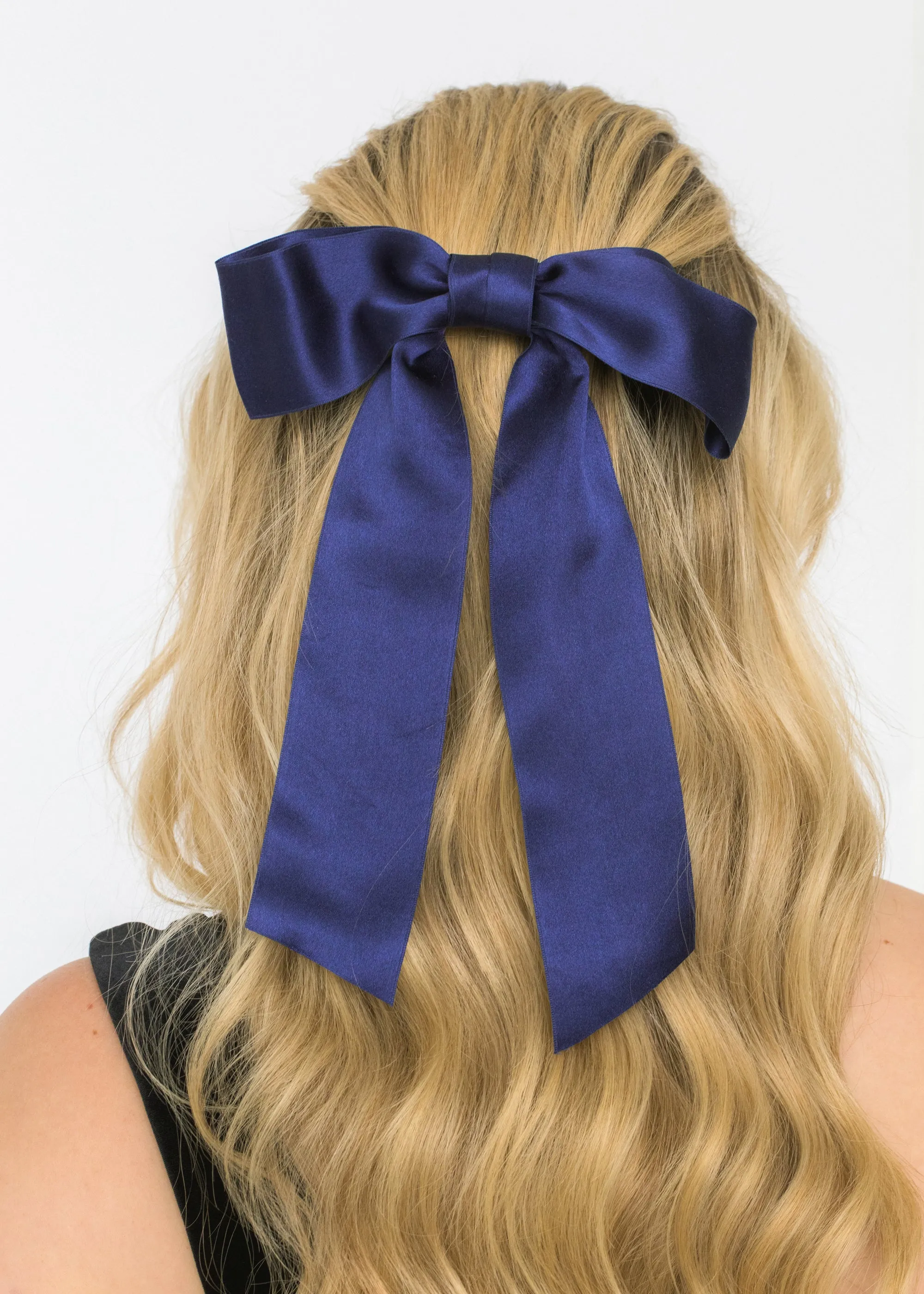 Virginia Bow Barrette -- Navy