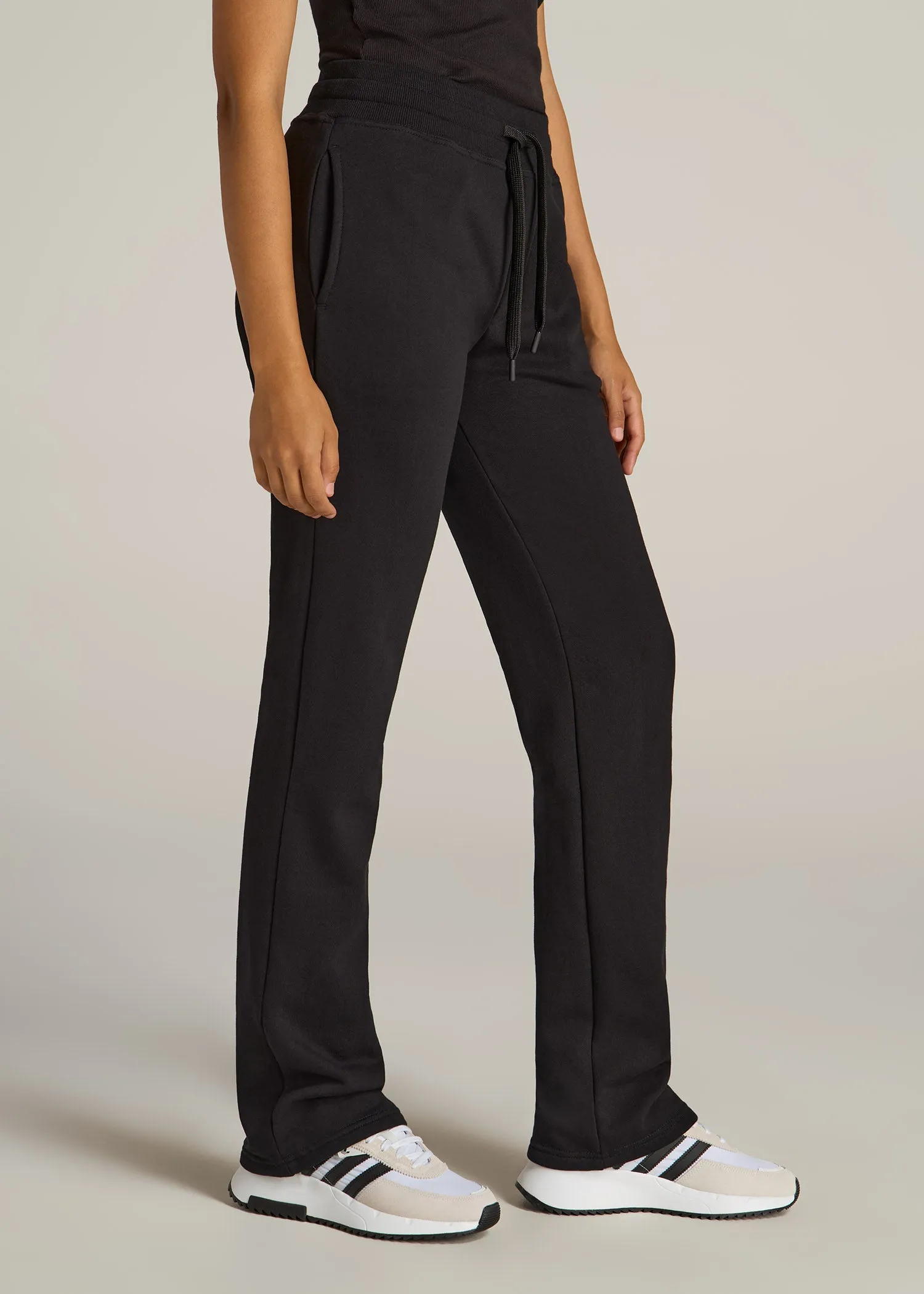 Wearever Fleece Open-Bottom Sweatpants for Tall Women in Black