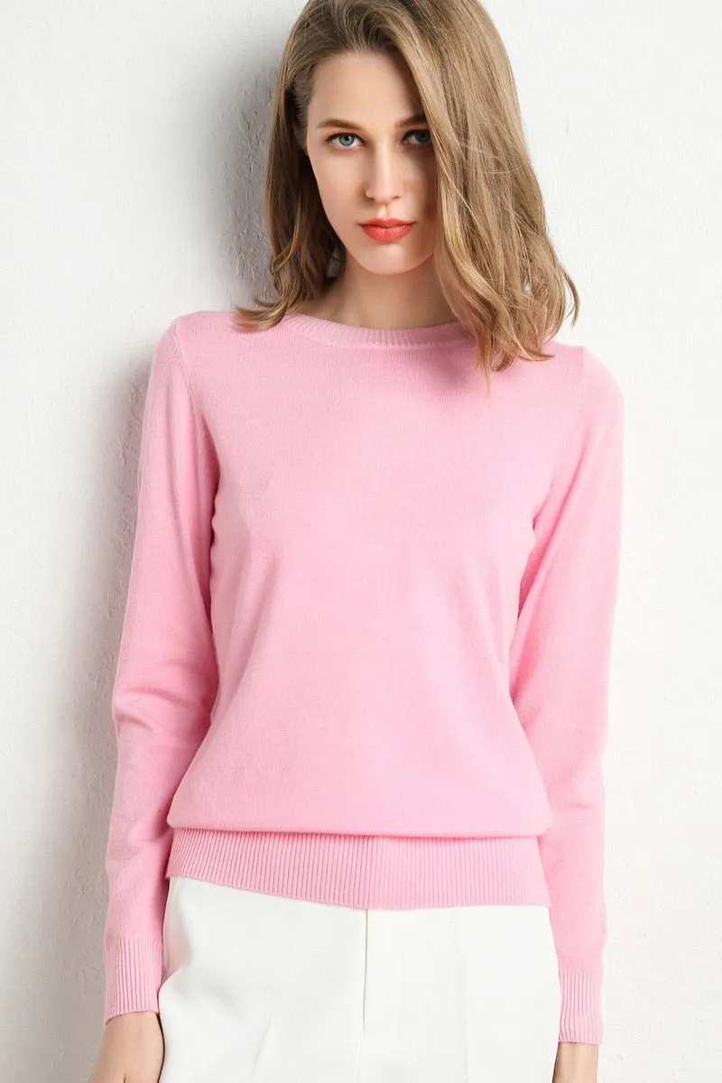 Women Solid Round Neck Sweater