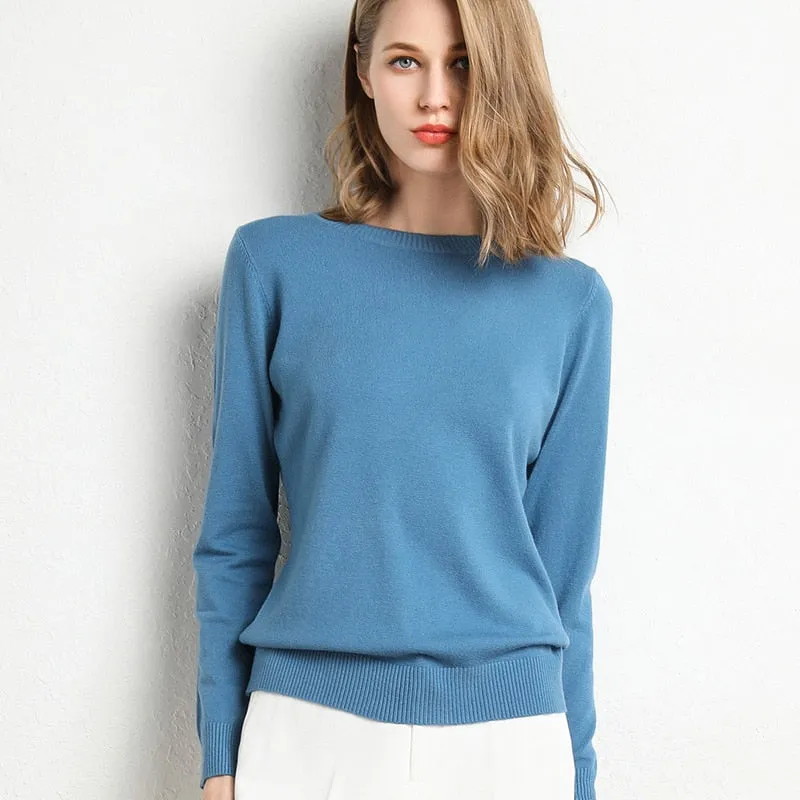 Women Solid Round Neck Sweater