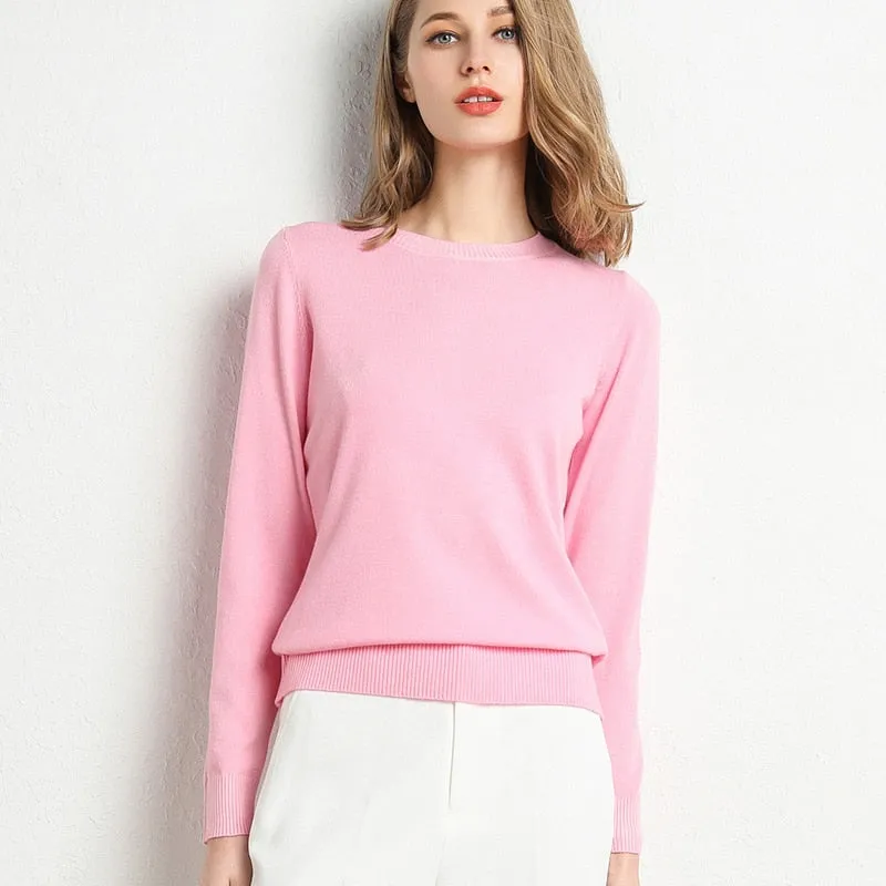 Women Solid Round Neck Sweater