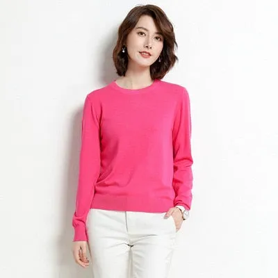 Women Solid Round Neck Sweater