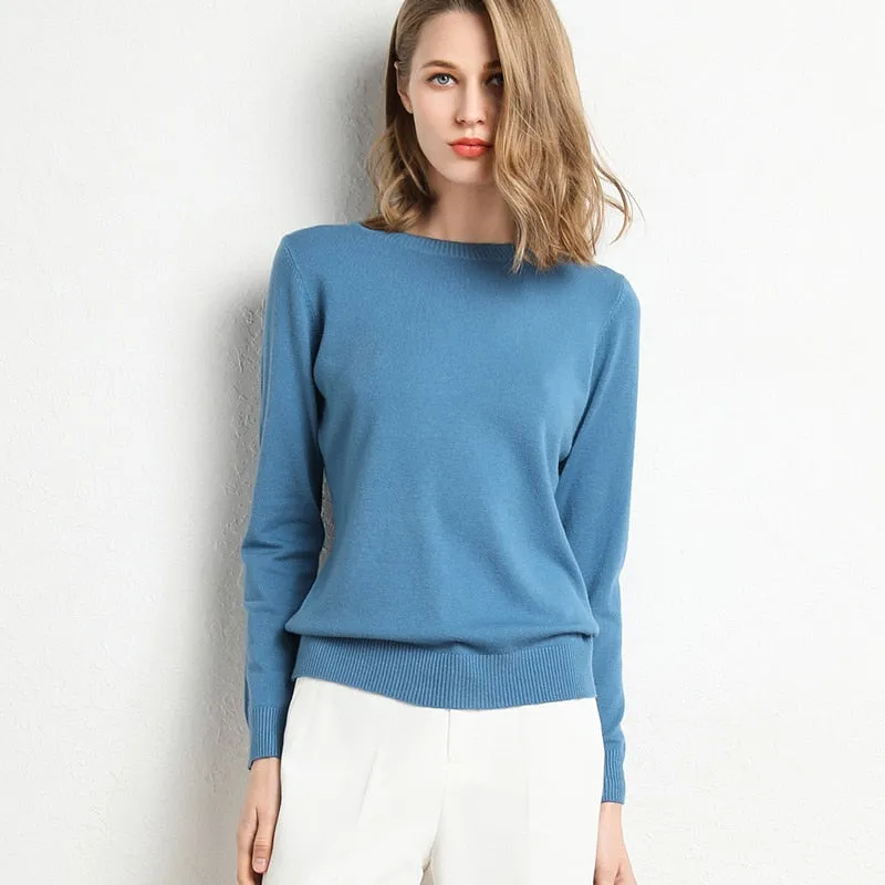 Women Solid Round Neck Sweater