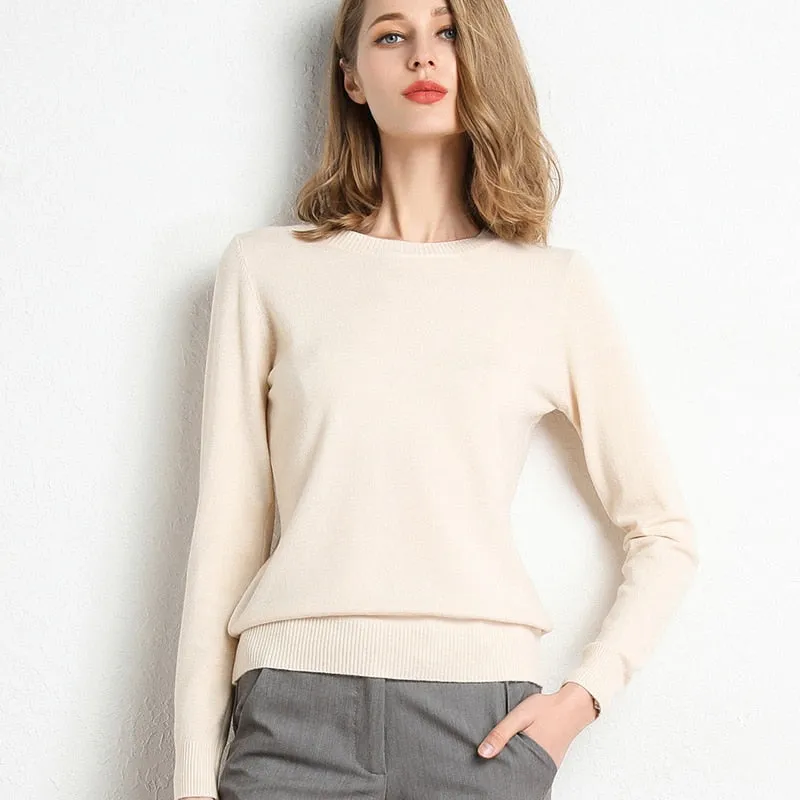 Women Solid Round Neck Sweater