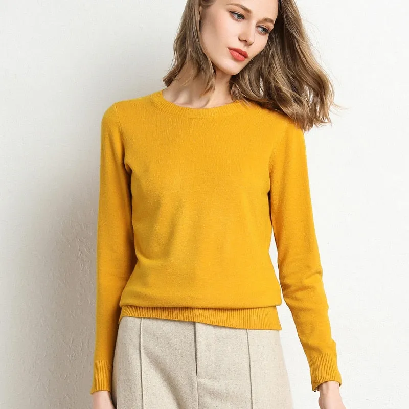 Women Solid Round Neck Sweater