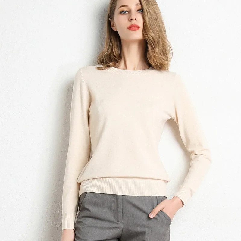 Women Solid Round Neck Sweater