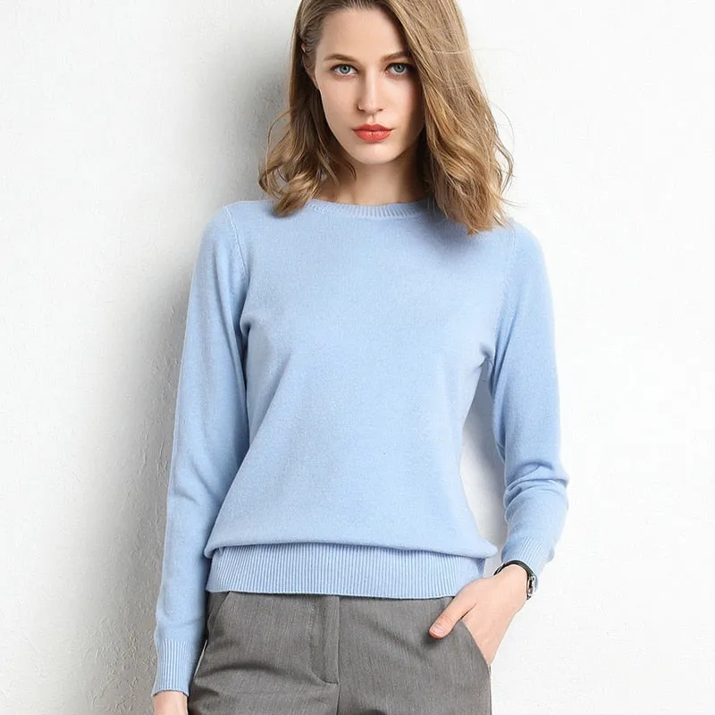 Women Solid Round Neck Sweater