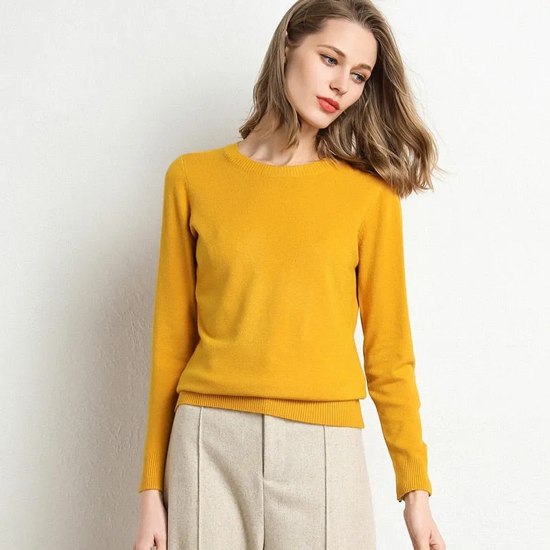 Women Solid Round Neck Sweater