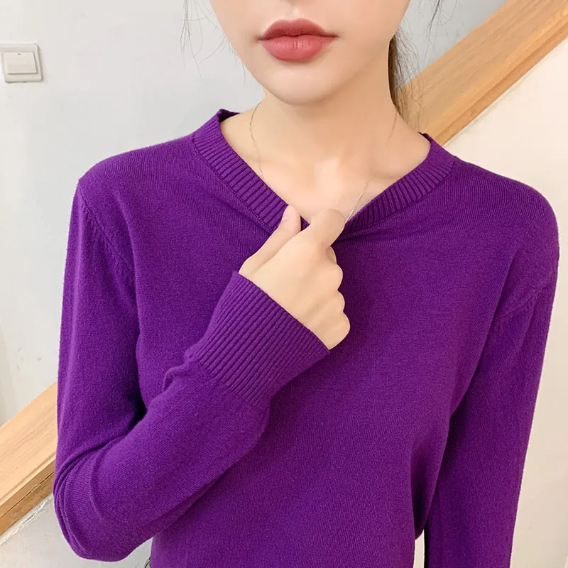 Women Solid Round Neck Sweater