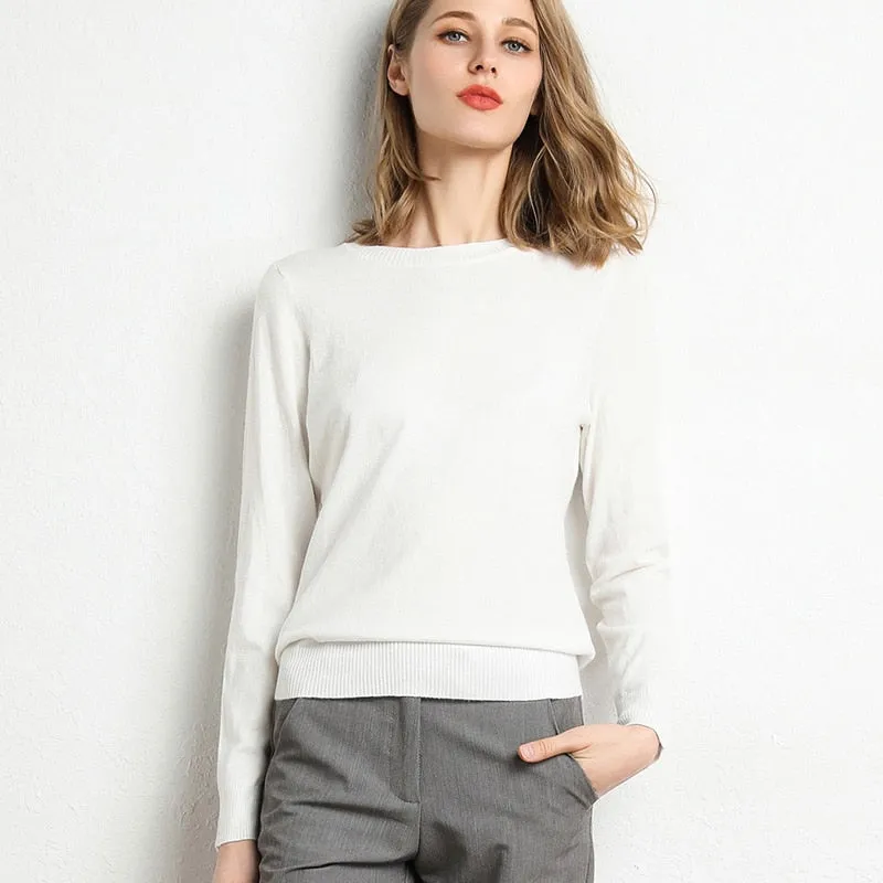 Women Solid Round Neck Sweater