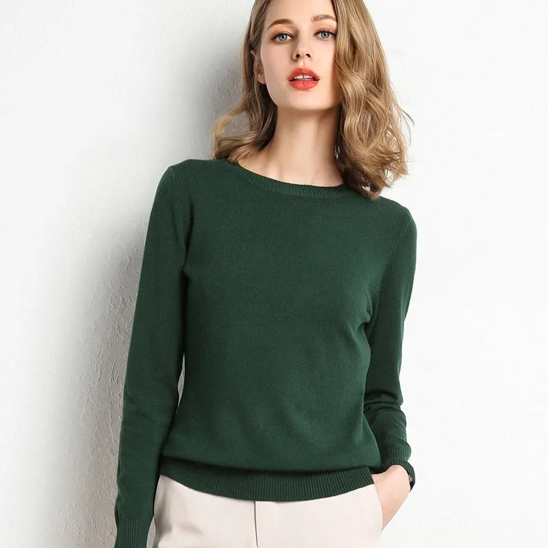 Women Solid Round Neck Sweater