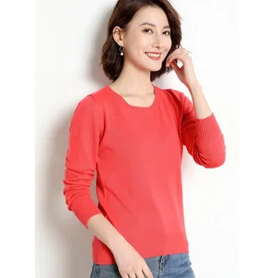 Women Solid Round Neck Sweater