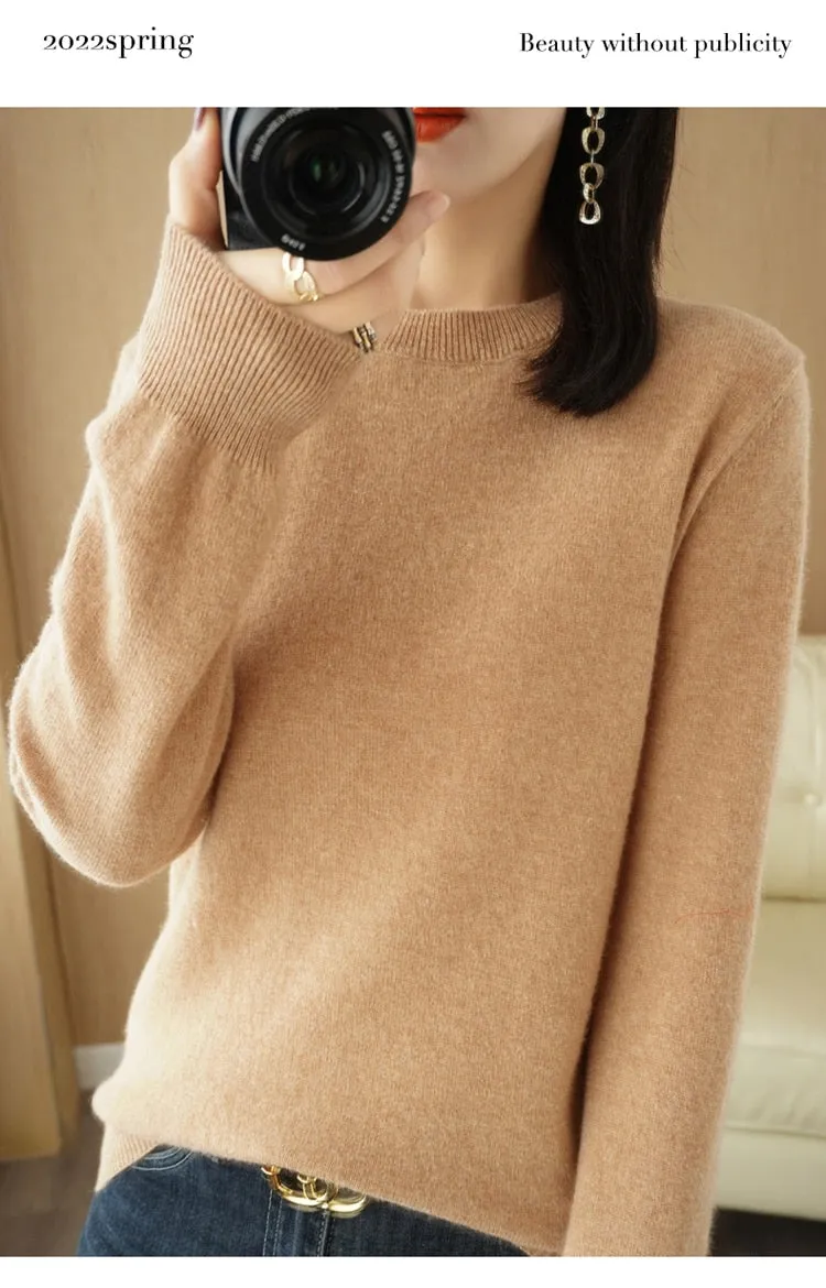 Women Solid Round Neck Sweater