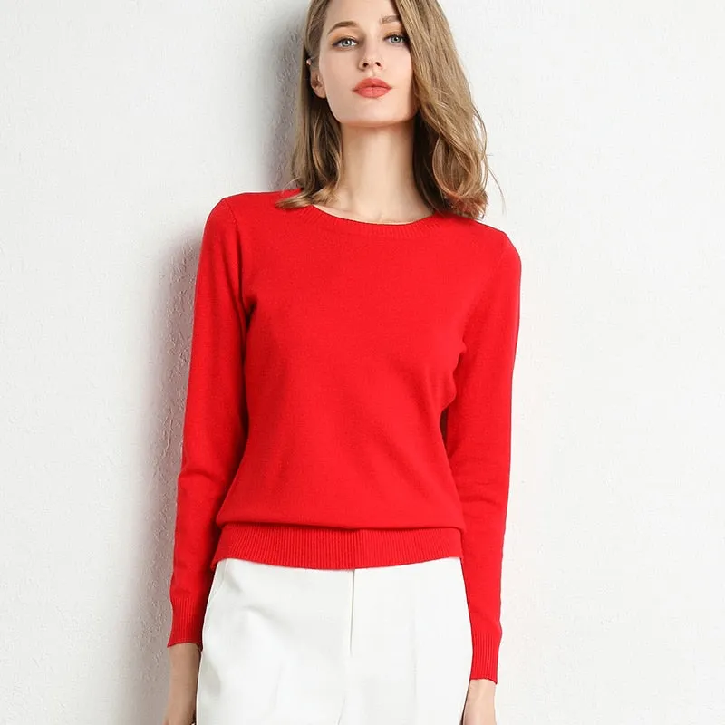 Women Solid Round Neck Sweater