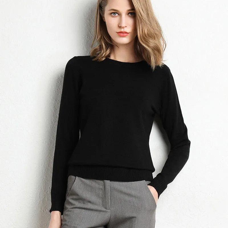 Women Solid Round Neck Sweater