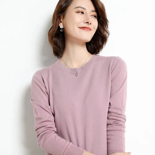 Women Solid Round Neck Sweater