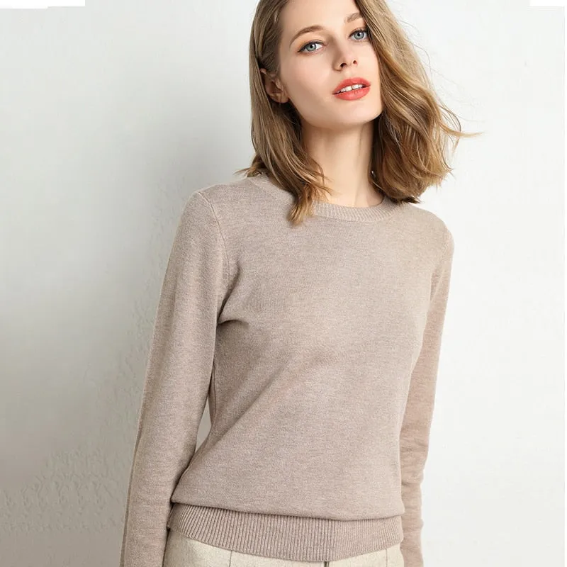 Women Solid Round Neck Sweater