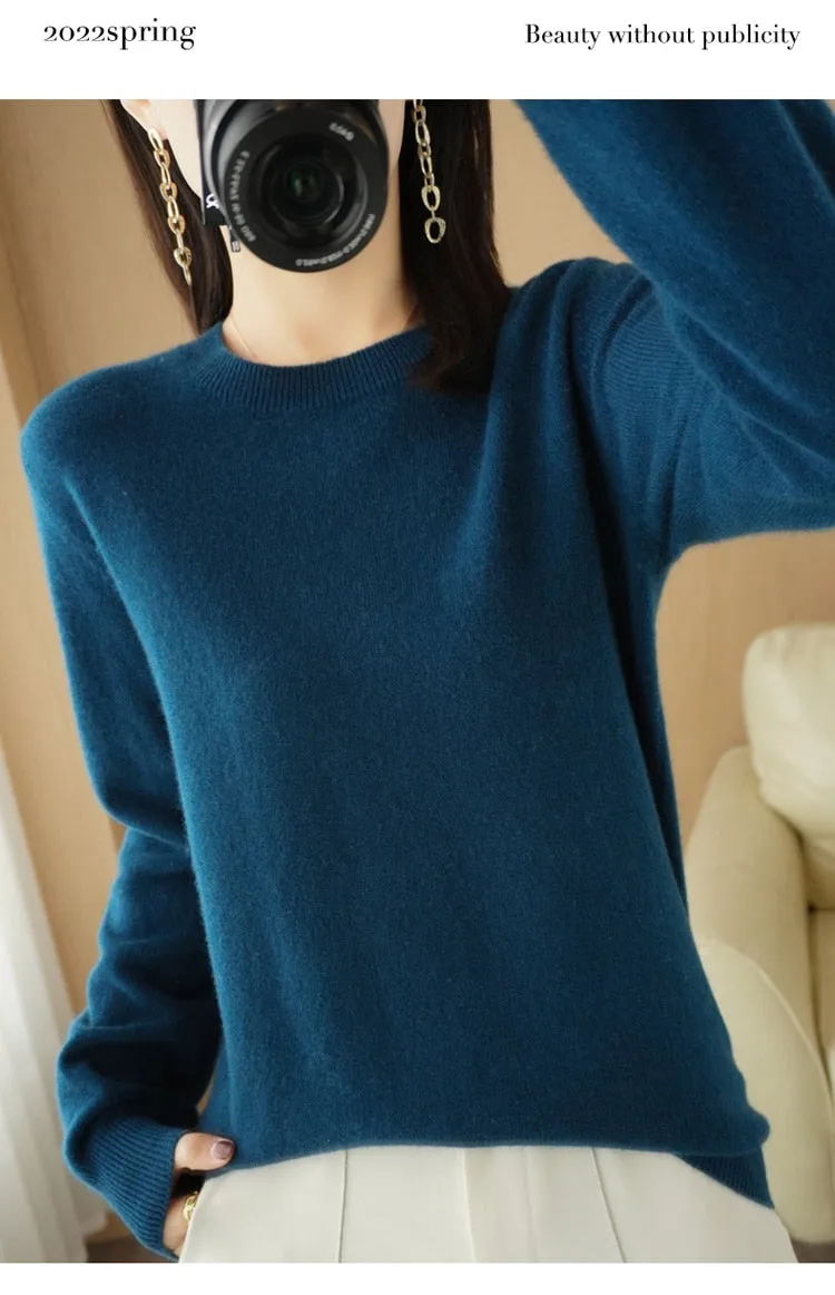 Women Solid Round Neck Sweater