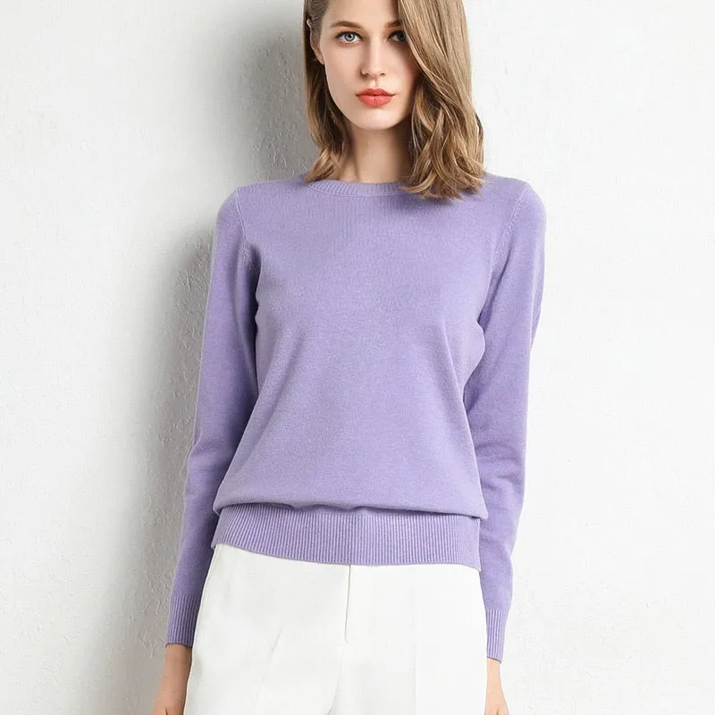 Women Solid Round Neck Sweater