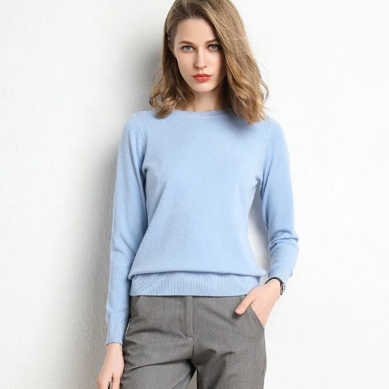 Women Solid Round Neck Sweater