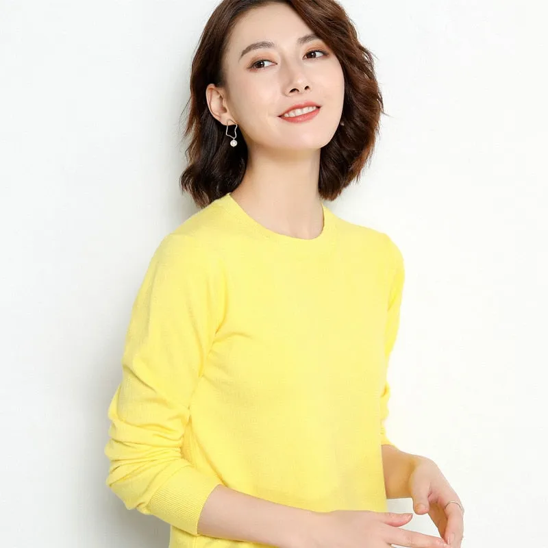 Women Solid Round Neck Sweater