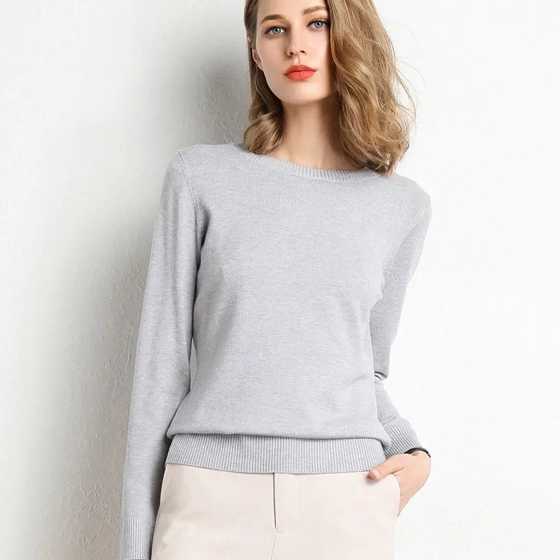 Women Solid Round Neck Sweater