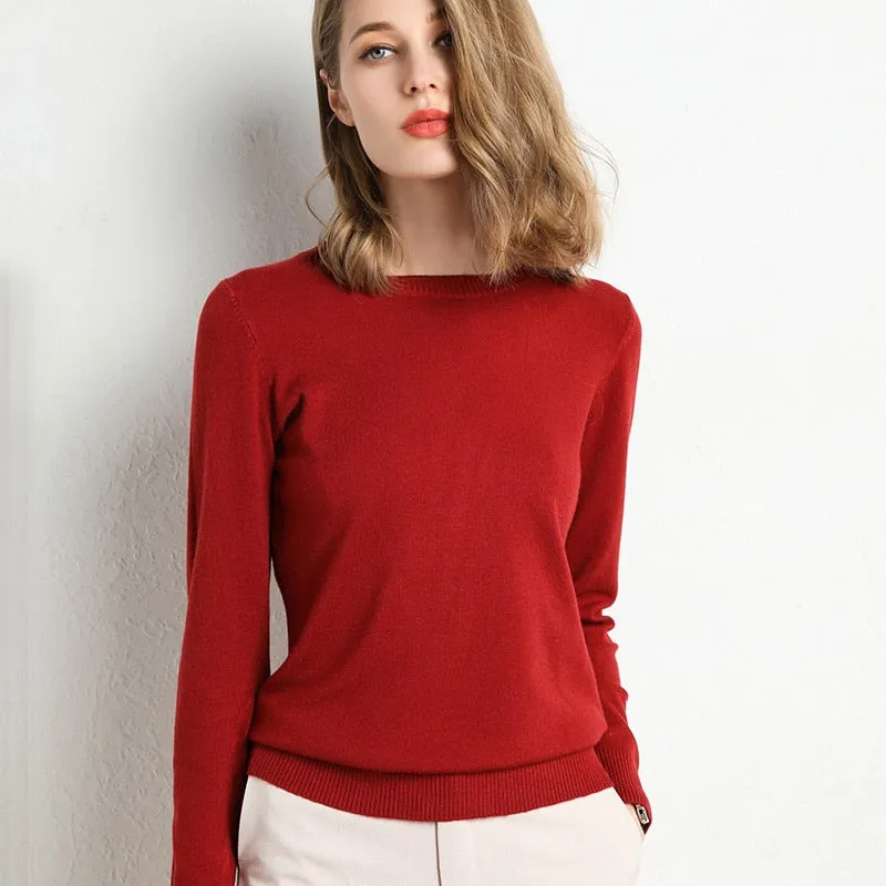 Women Solid Round Neck Sweater