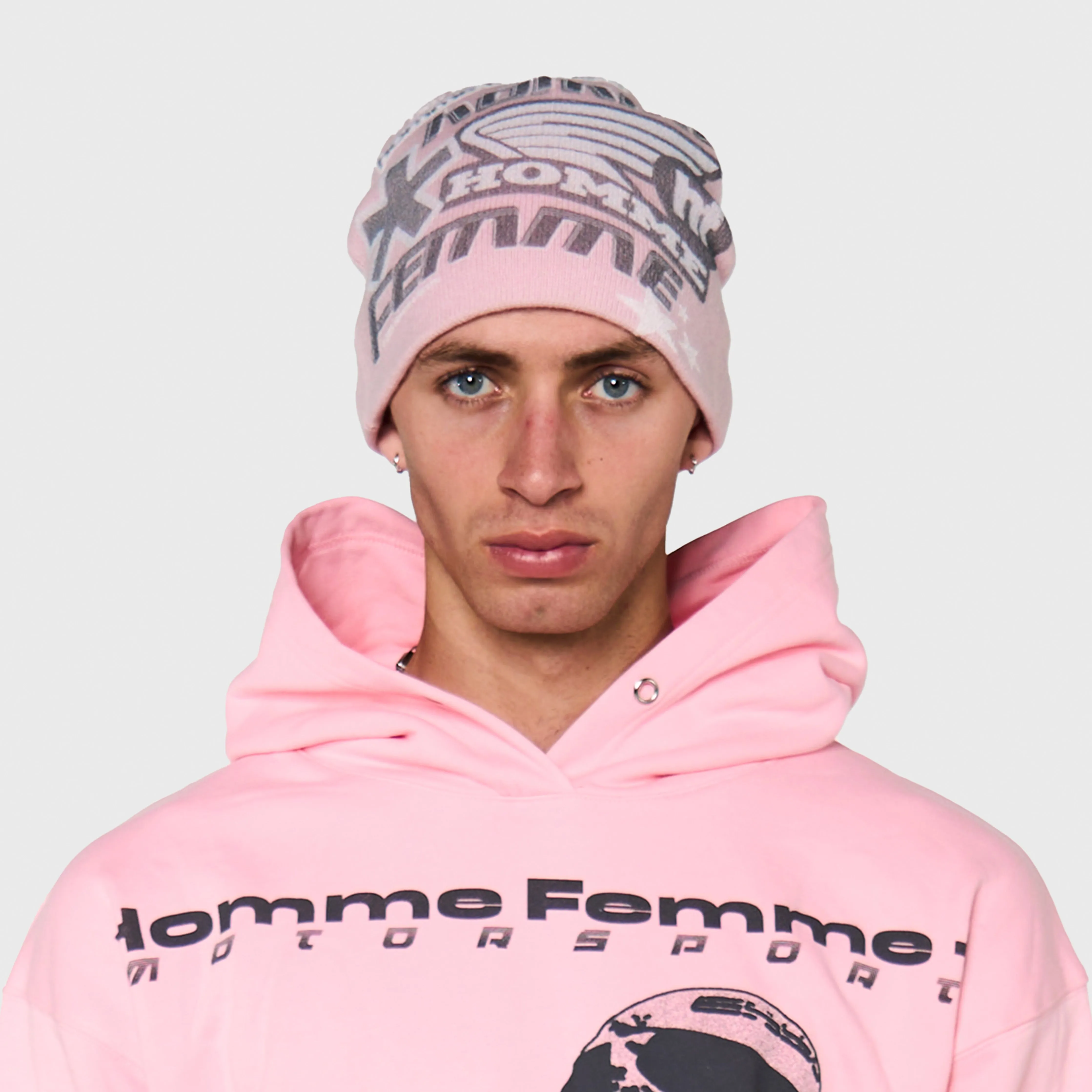 Wool Racing Beanie Pink